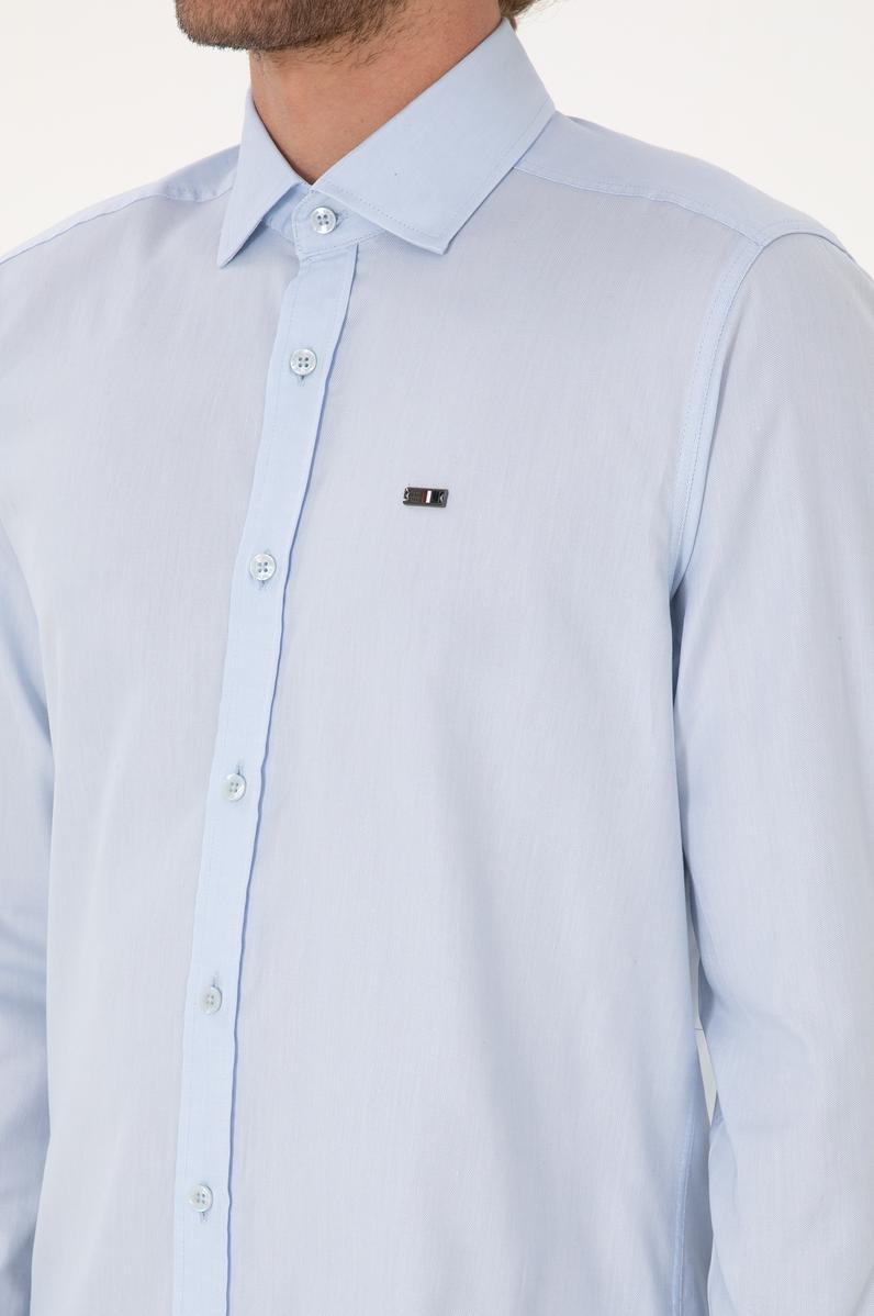 Erkek Açık Mavi Uzun Kollu Basic Gömlek