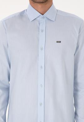 Erkek Açık Mavi Uzun Kollu Basic Gömlek - 50307673023