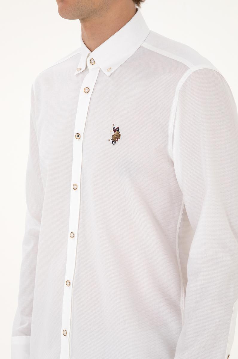 Erkek Beyaz Uzun Kollu Basic Gömlek