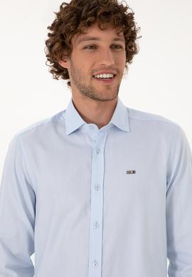 Erkek Açık Mavi Uzun Kollu Basic Gömlek - 50307673023