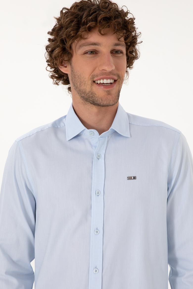 Erkek Açık Mavi Uzun Kollu Basic Gömlek - 50307673023