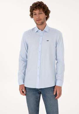 Erkek Açık Mavi Uzun Kollu Basic Gömlek - 50307673023