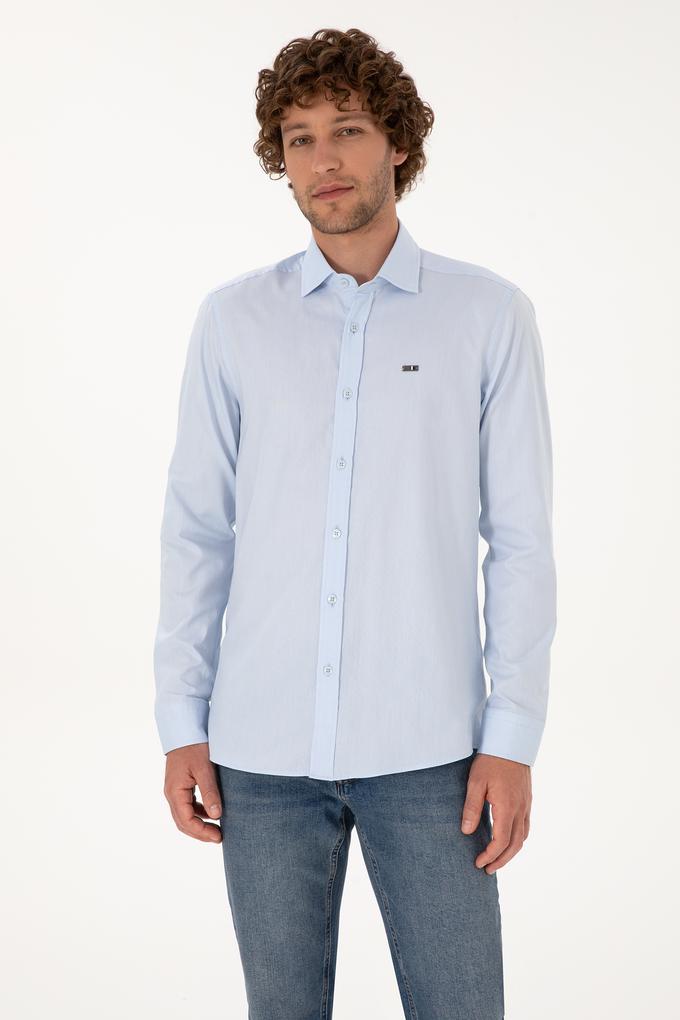 Erkek Açık Mavi Uzun Kollu Basic Gömlek