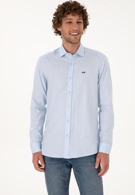Erkek Açık Mavi Uzun Kollu Basic Gömlek - 50307673023