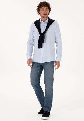 Erkek Açık Mavi Uzun Kollu Basic Gömlek - 50307673023