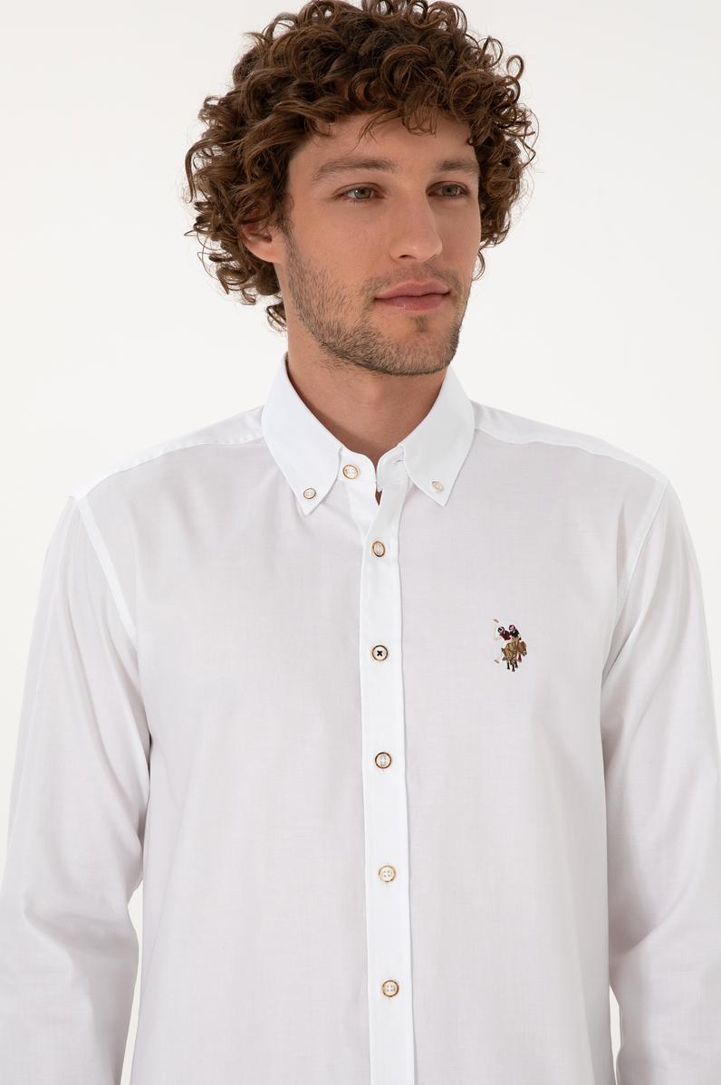 Erkek Beyaz Uzun Kollu Basic Gömlek