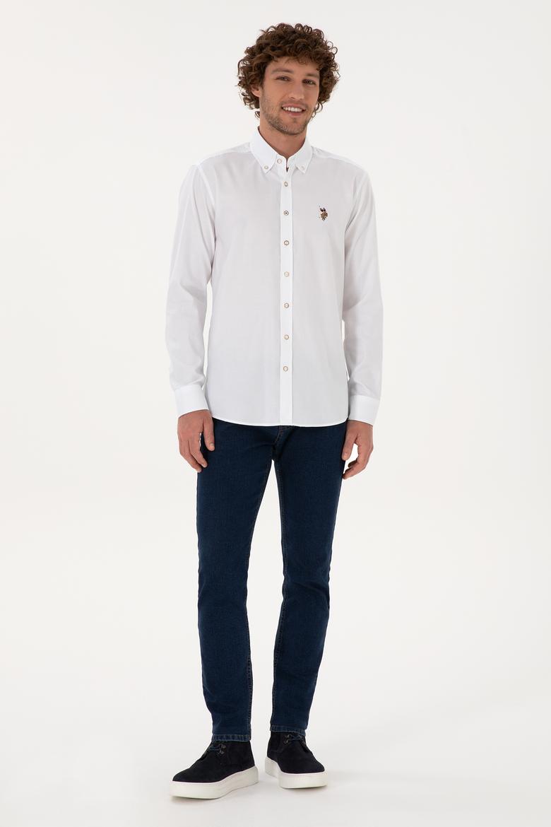 Erkek Beyaz Uzun Kollu Basic Gömlek - 50307676016