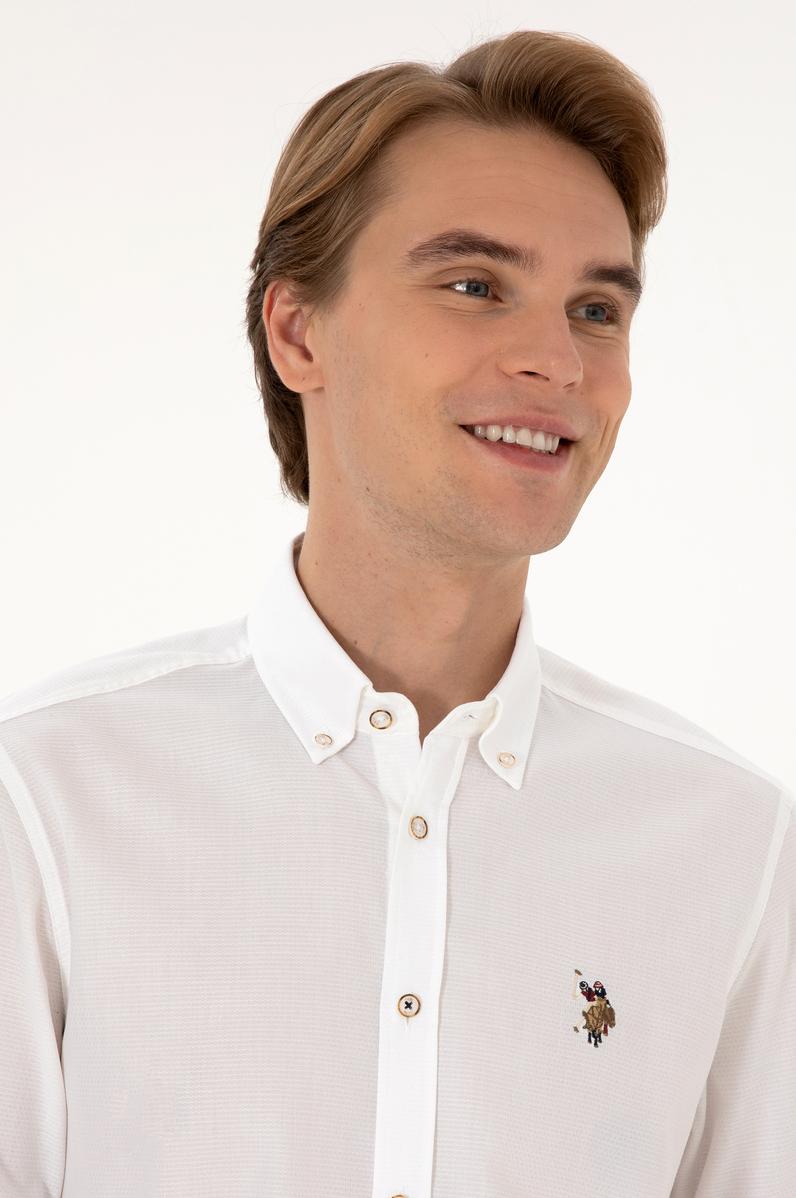 Erkek Beyaz Uzun Kollu Basic Gömlek