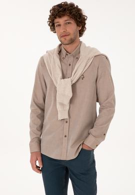 Erkek Haki Uzun Kollu Basic Gömlek - 50307677042