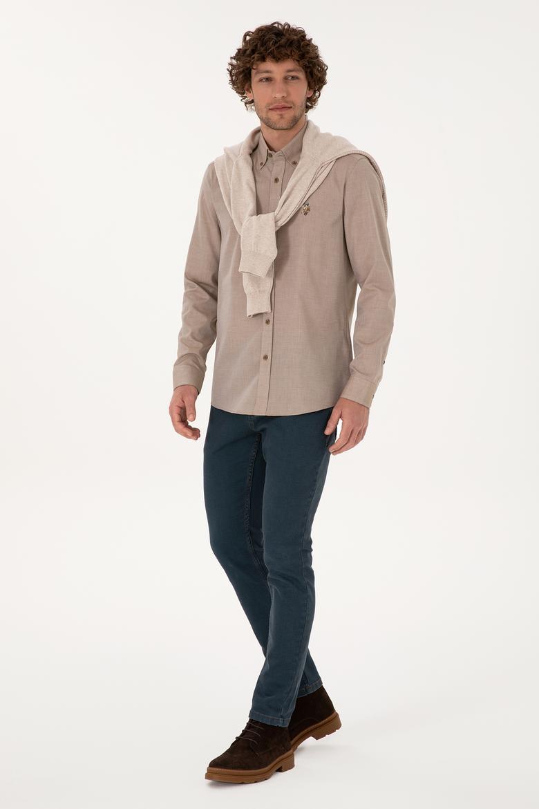 Erkek Haki Uzun Kollu Basic Gömlek - 50307677042