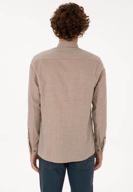 Erkek Haki Uzun Kollu Basic Gömlek - 50307677042