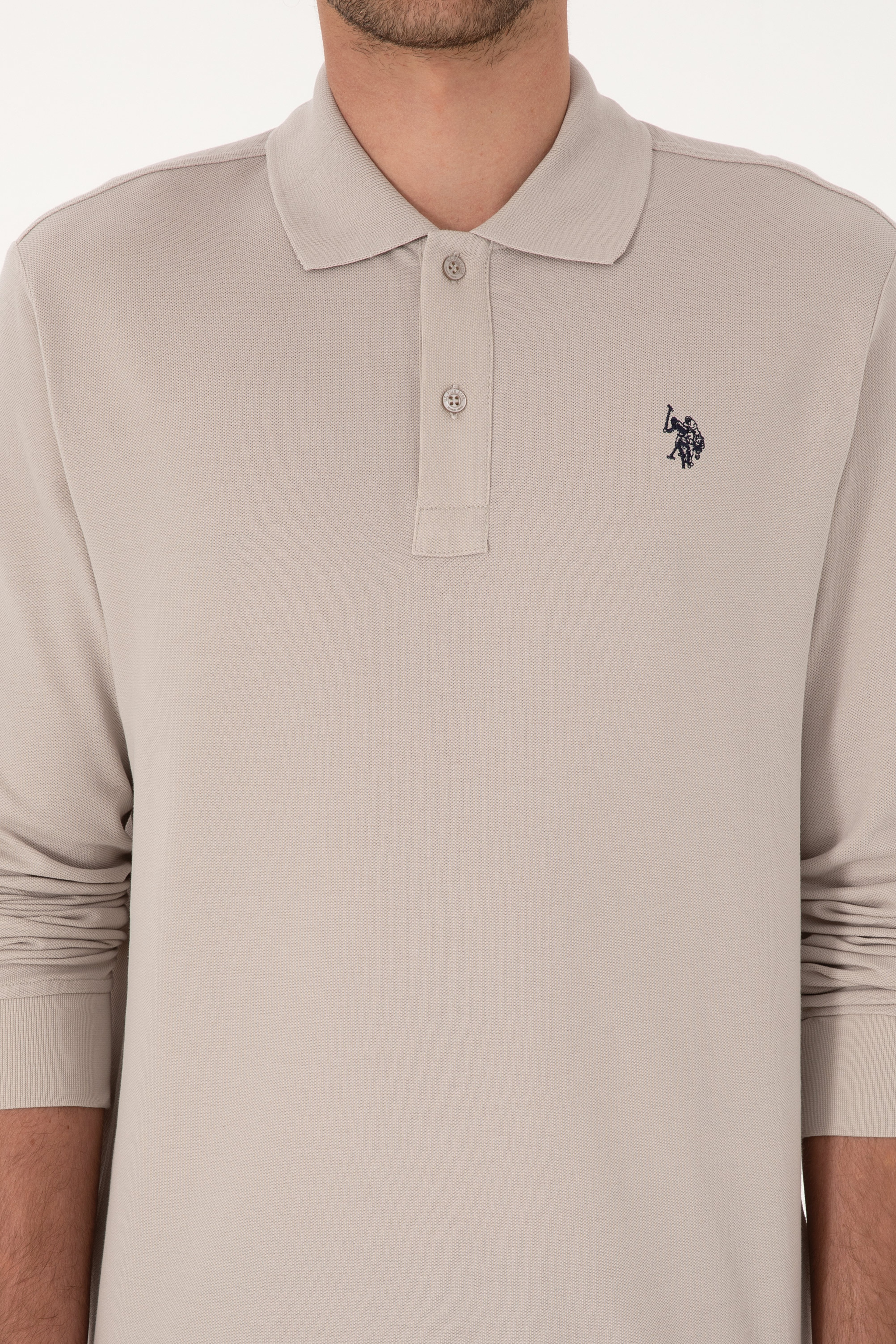 Erkek Regular Fit Polo Yaka Taş Basic Sweatshirt