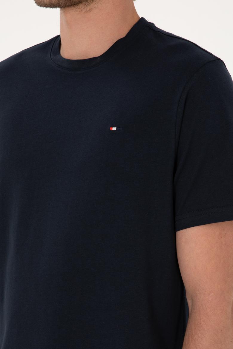 Erkek Koyu Lacivert Basic Tişört - 50307684044