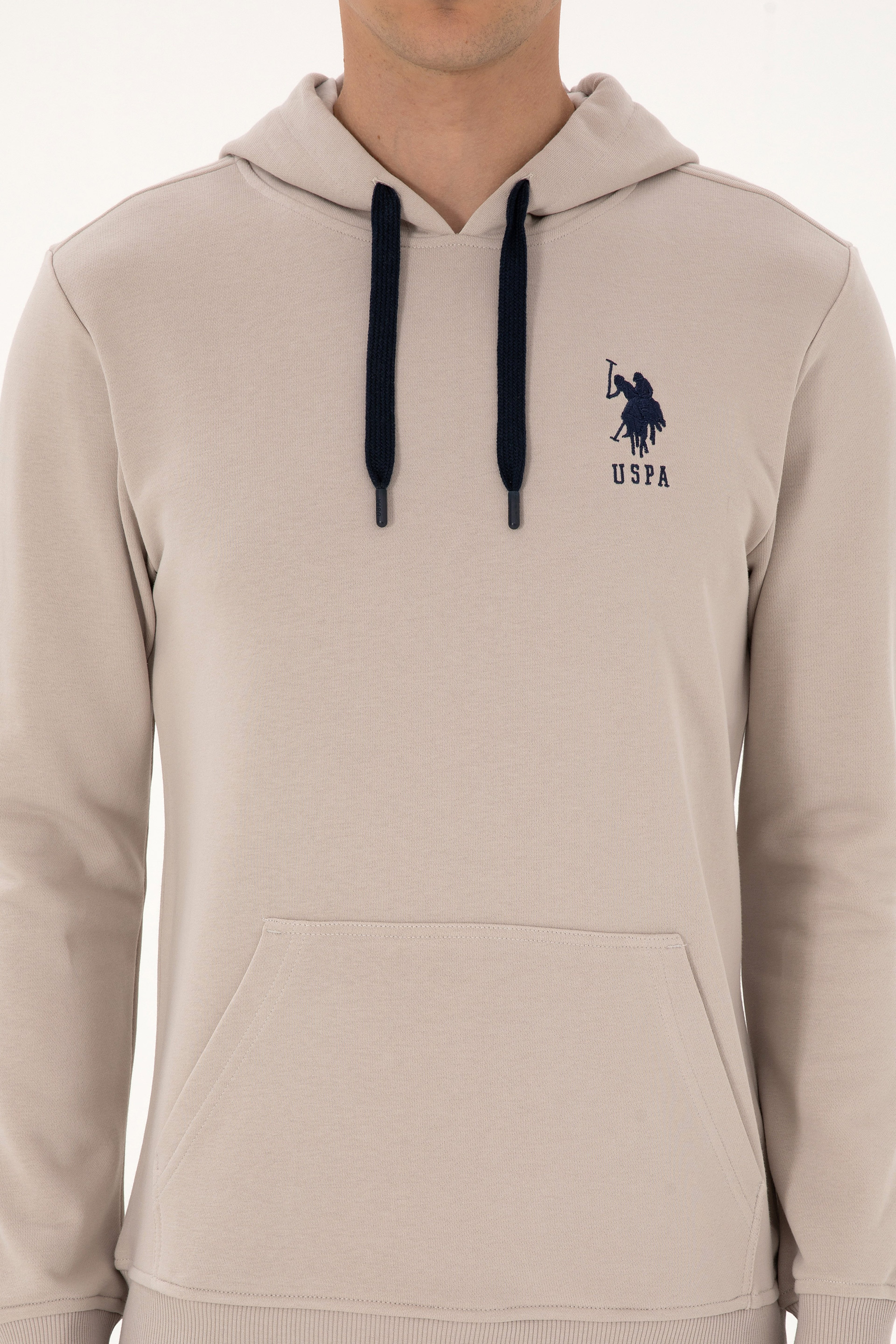 Erkek Regular Fit Kapüşonlu Taş Basic Sweatshirt - Image 6