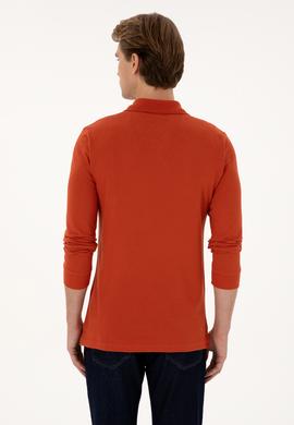 Erkek Regular Fit Polo Yaka Kiremit Basic Sweatshirt - 50307757097