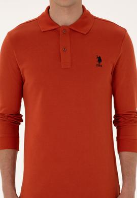 Erkek Regular Fit Polo Yaka Kiremit Basic Sweatshirt - 50307757097