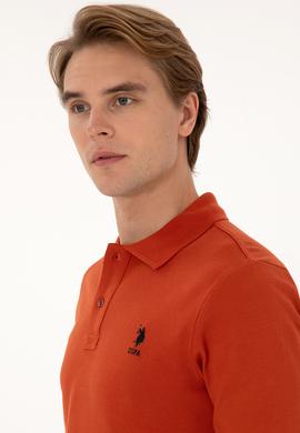 Erkek Regular Fit Polo Yaka Kiremit Basic Sweatshirt - 50307757097