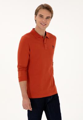Erkek Regular Fit Polo Yaka Kiremit Basic Sweatshirt - 50307757097