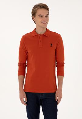 Erkek Regular Fit Polo Yaka Kiremit Basic Sweatshirt - 50307757097