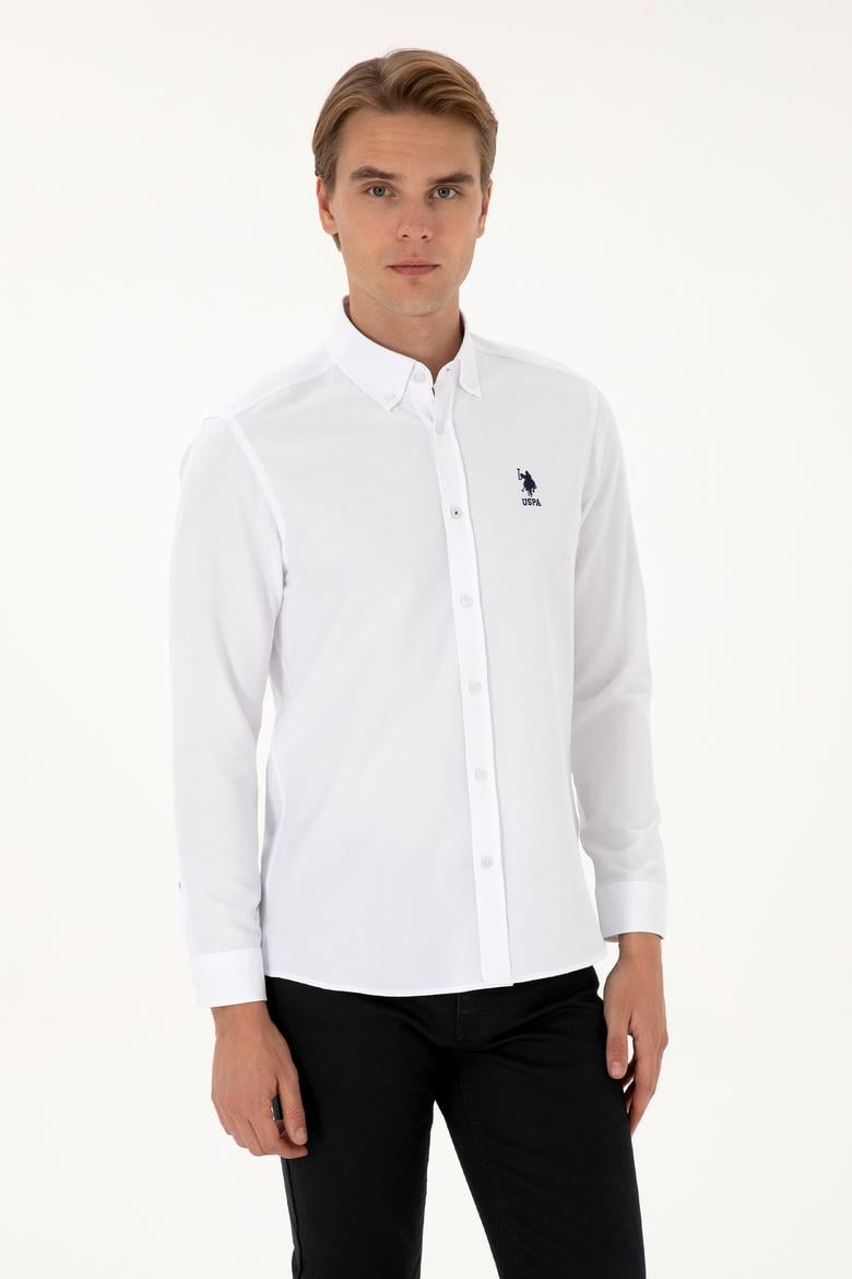 Erkek Beyaz Uzun Kollu Basic Gömlek