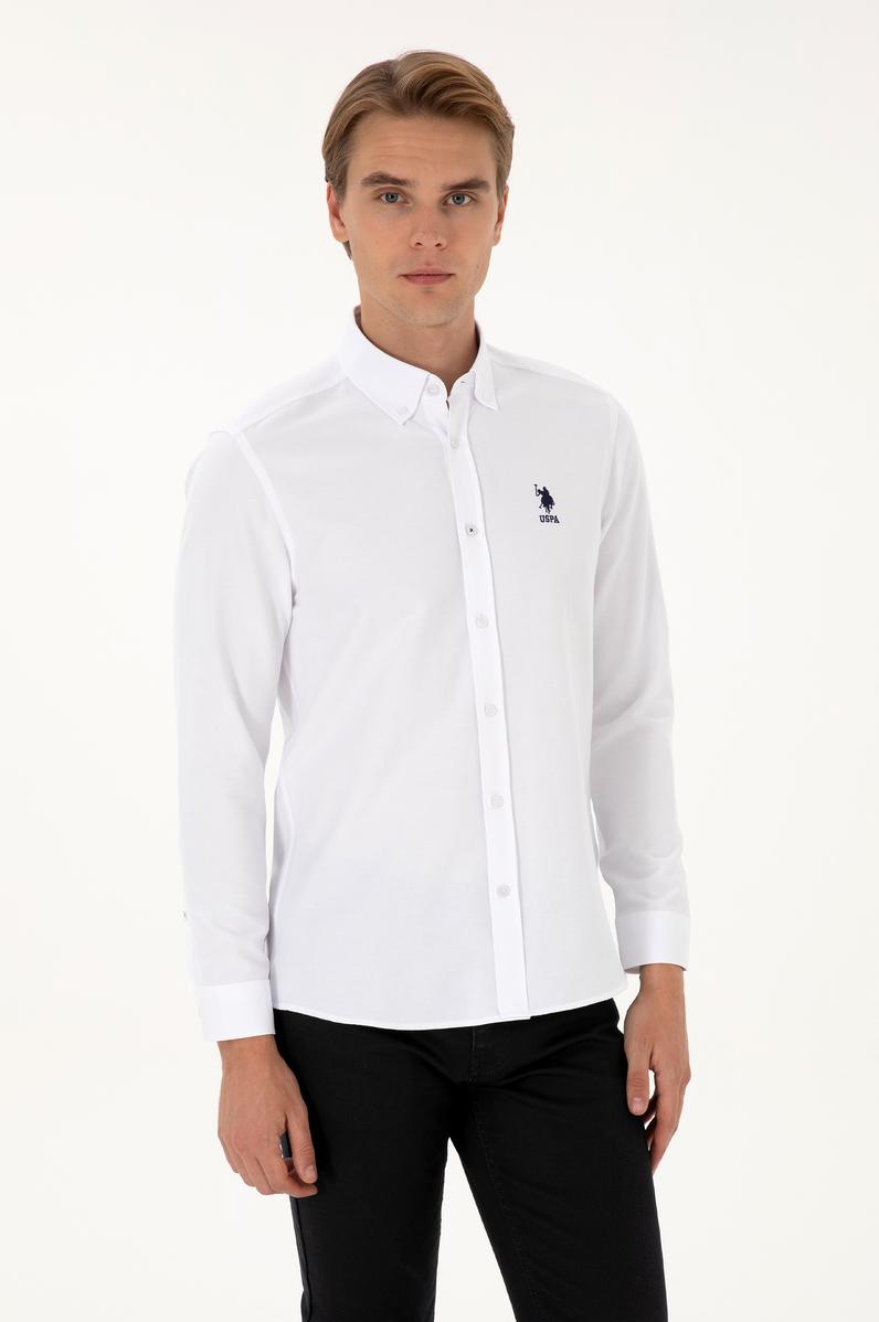 Erkek Beyaz Uzun Kollu Basic Gömlek