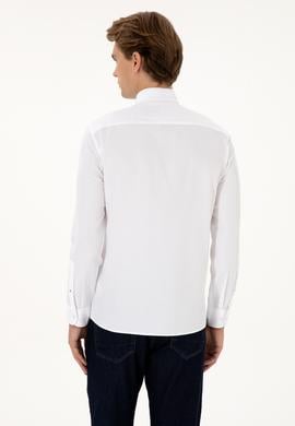 Erkek Beyaz Uzun Kollu Basic Gömlek - 50307693012