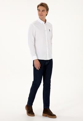 Erkek Beyaz Uzun Kollu Basic Gömlek - 50307693012