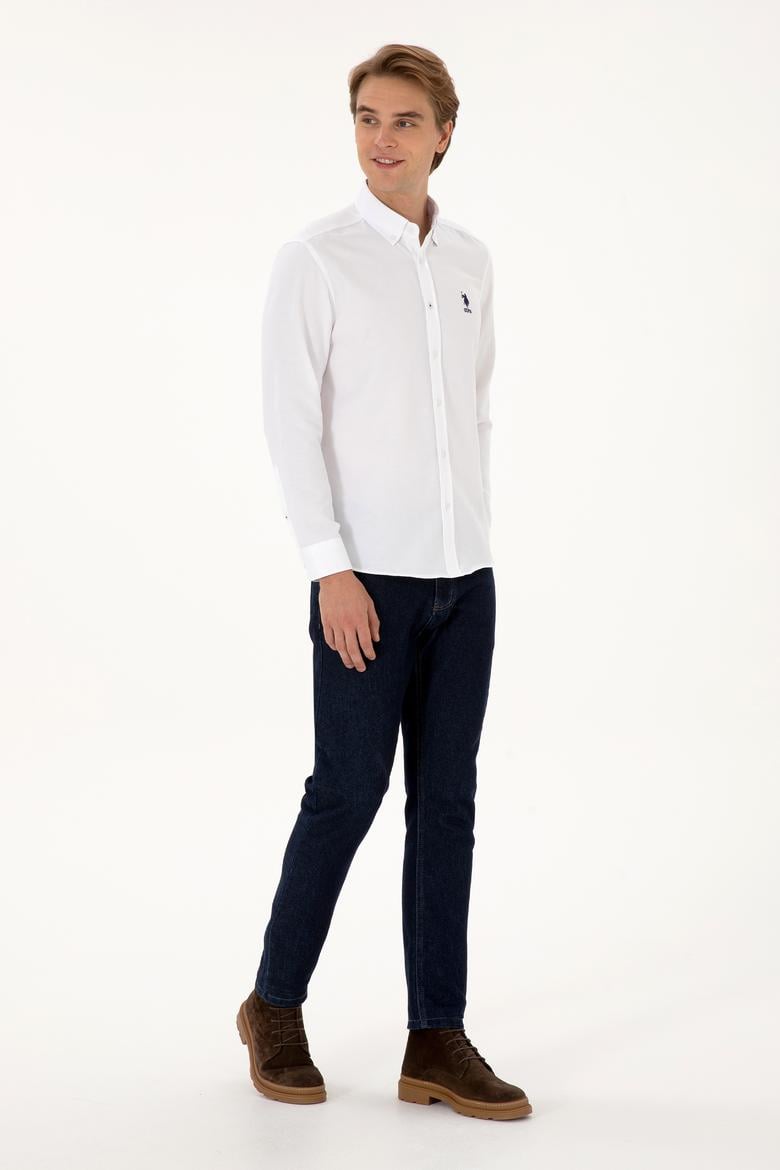 Erkek Beyaz Uzun Kollu Basic Gömlek - 50307693012