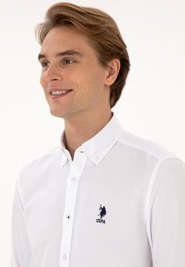 Erkek Beyaz Uzun Kollu Basic Gömlek - 50307693012