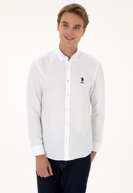 Erkek Beyaz Uzun Kollu Basic Gömlek - 50307693012