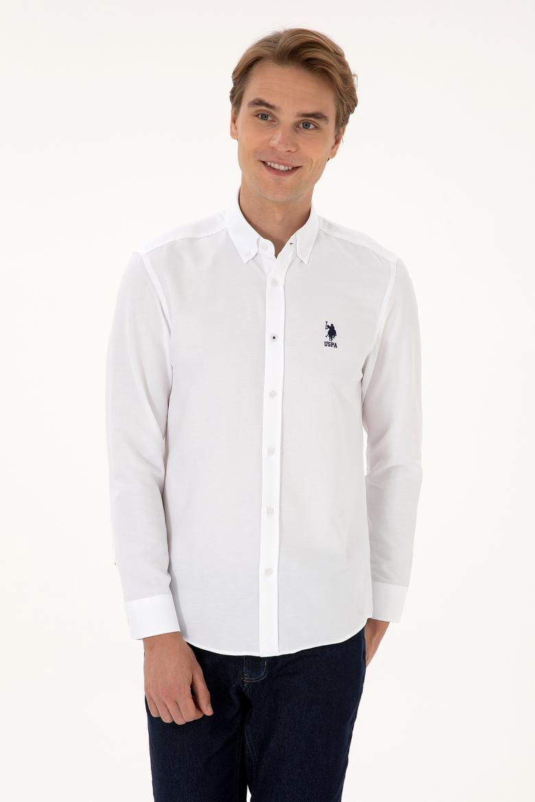 Erkek Beyaz Uzun Kollu Basic Gömlek - 50307693012