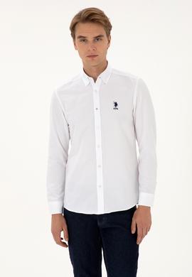 Erkek Beyaz Uzun Kollu Basic Gömlek - 50307693012