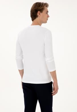 Erkek Slim Fit Bisiklet Yaka Beyaz Basic Sweatshirt - 50307762018