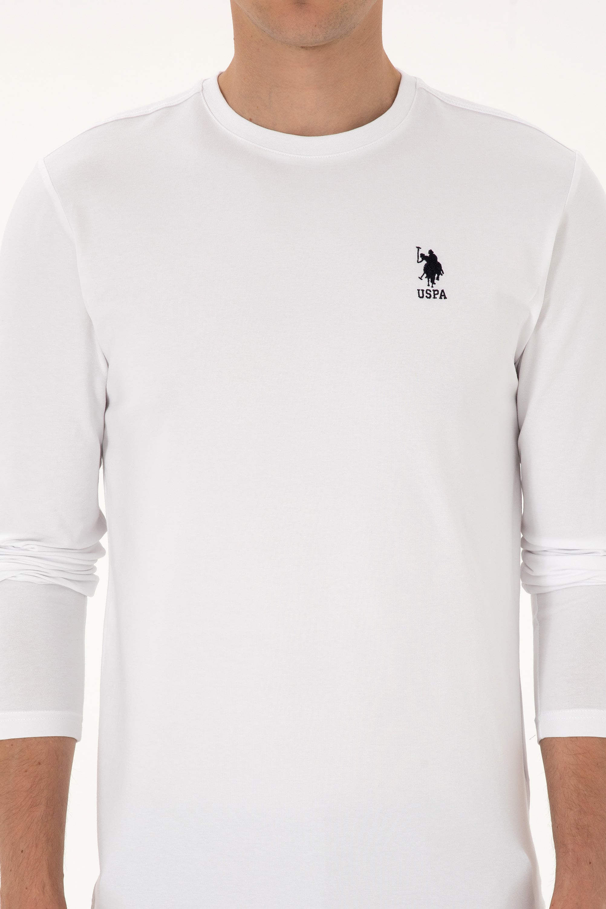 Erkek Slim Fit Bisiklet Yaka Beyaz Basic Sweatshirt