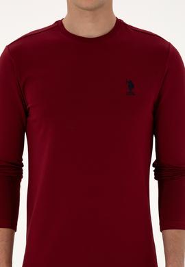 Erkek Slim Fit Bisiklet Yaka Bordo Basic Sweatshirt - 50307762047