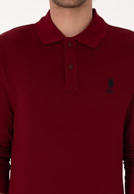Erkek Regular Fit Polo Yaka Bordo Basic Sweatshirt - 50307757057