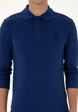 Erkek Regular Fit Polo Yaka İndigo Basic Sweatshirt - 50307757187