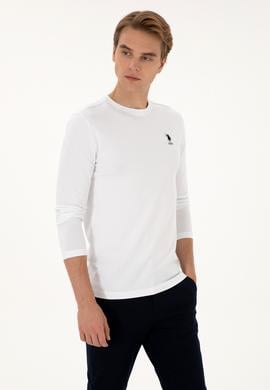 Erkek Slim Fit Bisiklet Yaka Beyaz Basic Sweatshirt - 50307762018