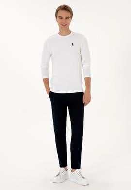 Erkek Slim Fit Bisiklet Yaka Beyaz Basic Sweatshirt - 50307762018