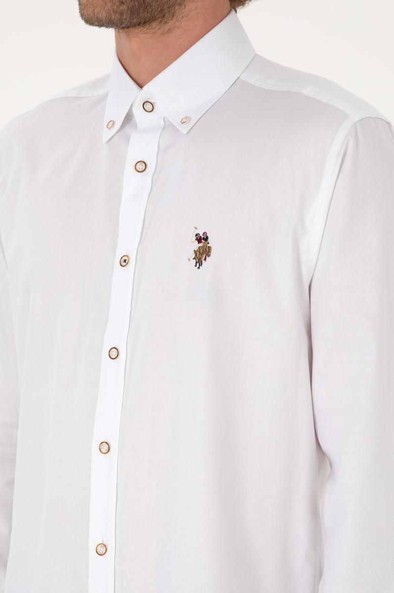 Erkek Beyaz Uzun Kollu Basic Gömlek