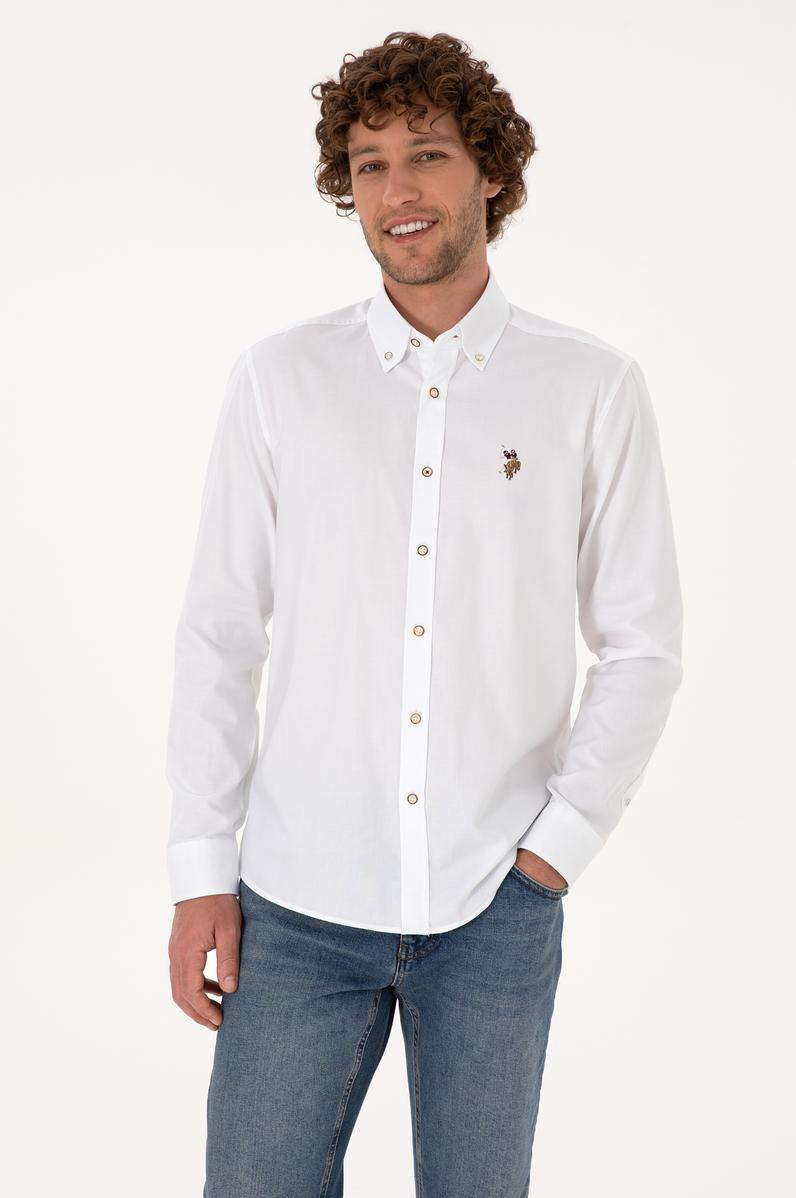 Erkek Beyaz Uzun Kollu Basic Gömlek