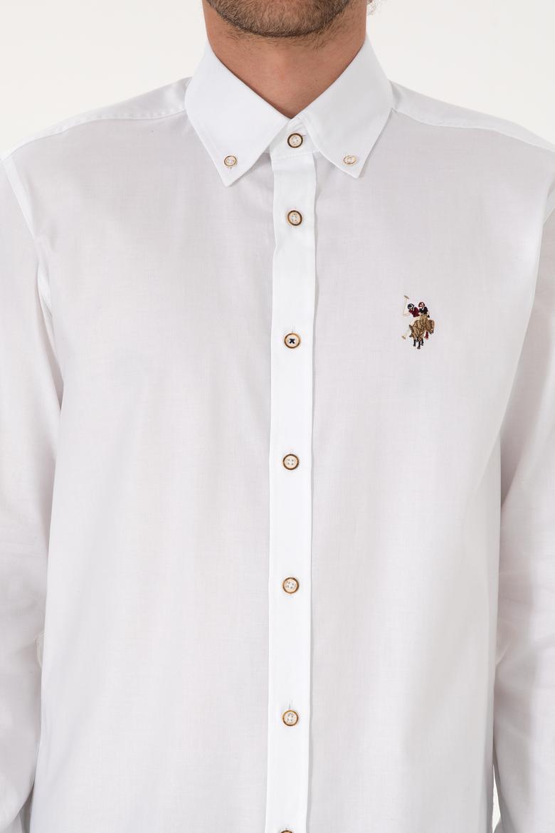 Erkek Beyaz Uzun Kollu Basic Gömlek - 50316788018
