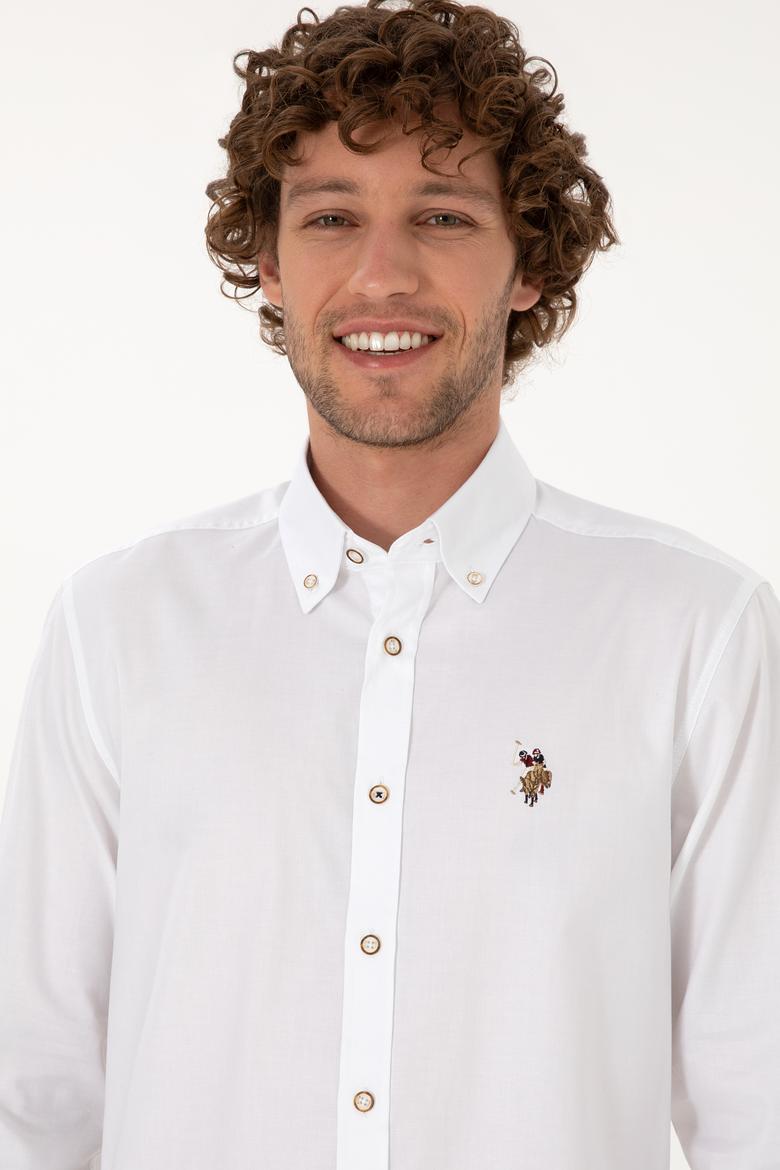 Erkek Beyaz Uzun Kollu Basic Gömlek - 50316788018