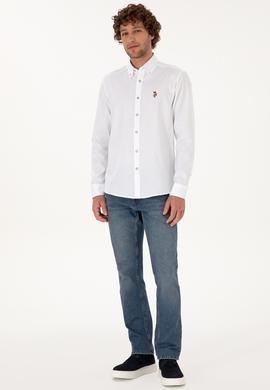 Erkek Beyaz Uzun Kollu Basic Gömlek - 50316788018