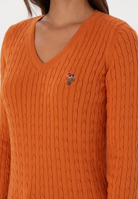 Kadın Bakır V Yaka Basic Kazak - 50307700086