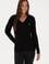 Kadın Siyah V Yaka Basic Kazak