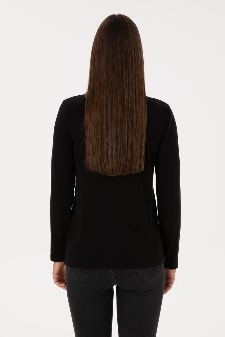 Kadın Siyah Basic Triko Hırka - 50307737029