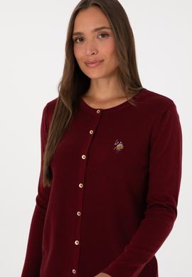 Kadın Bordo Basic Triko Hırka - 50307737069