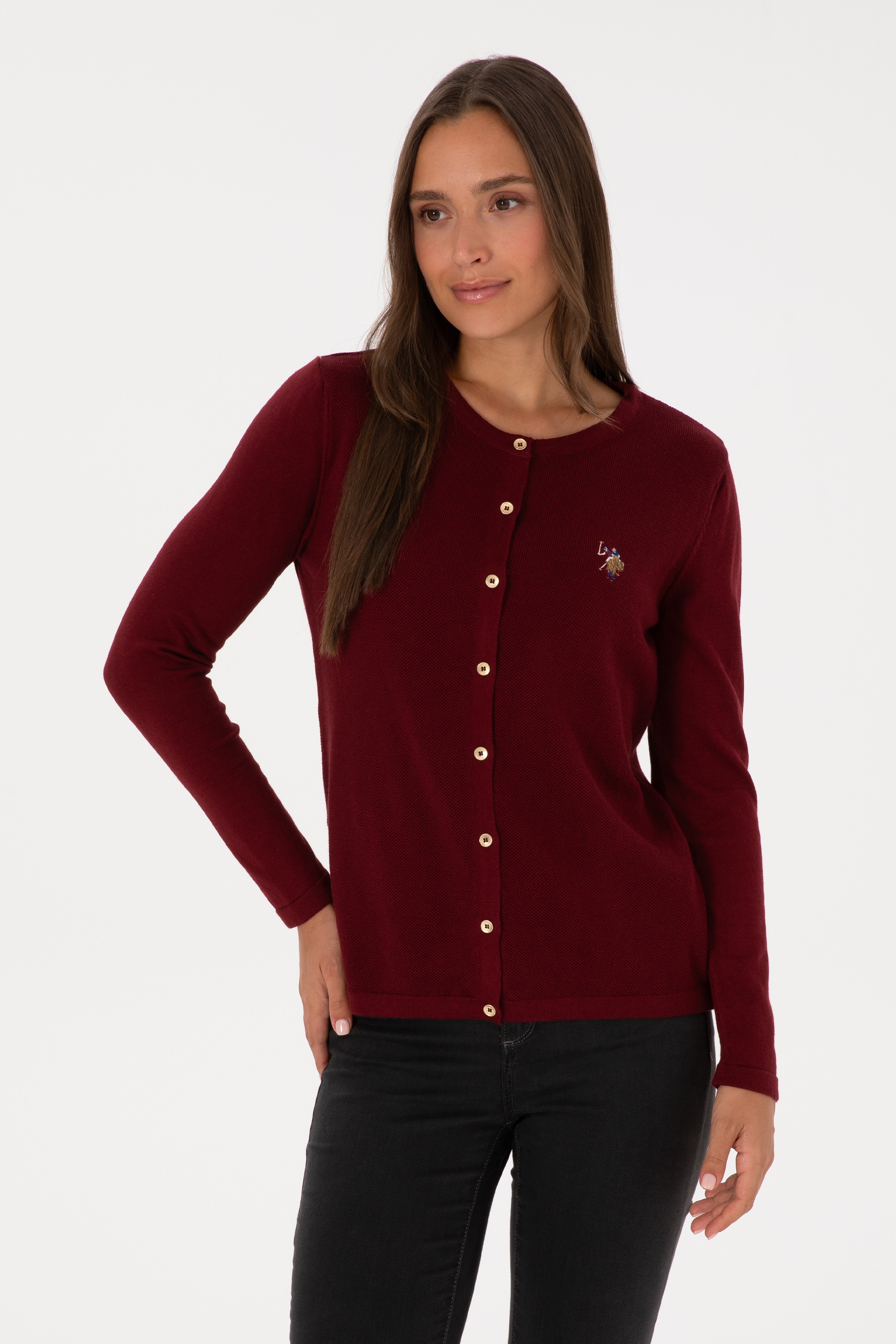 Kadın Bordo Basic Triko Hırka
