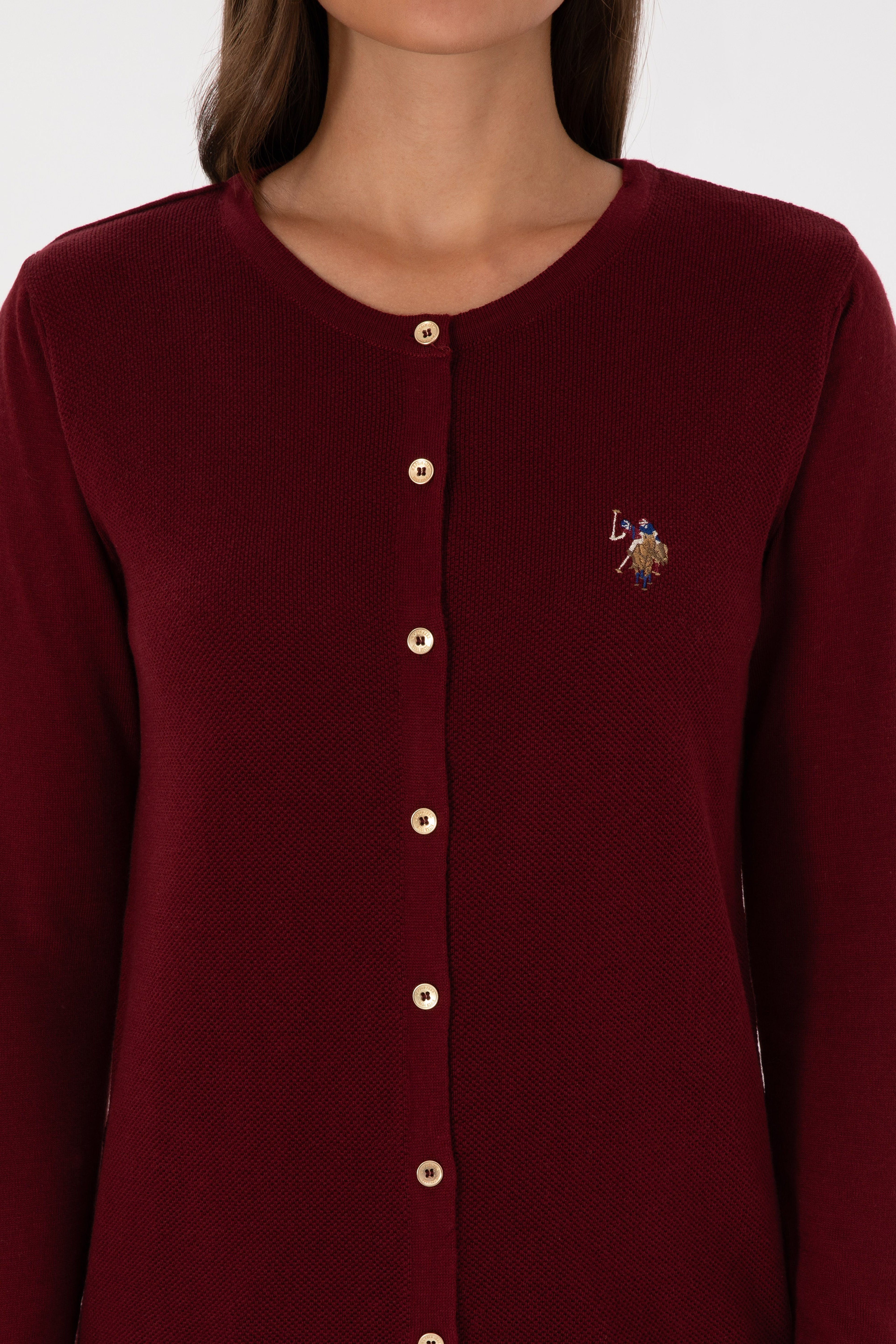 Kadın Bordo Basic Triko Hırka - Image 6